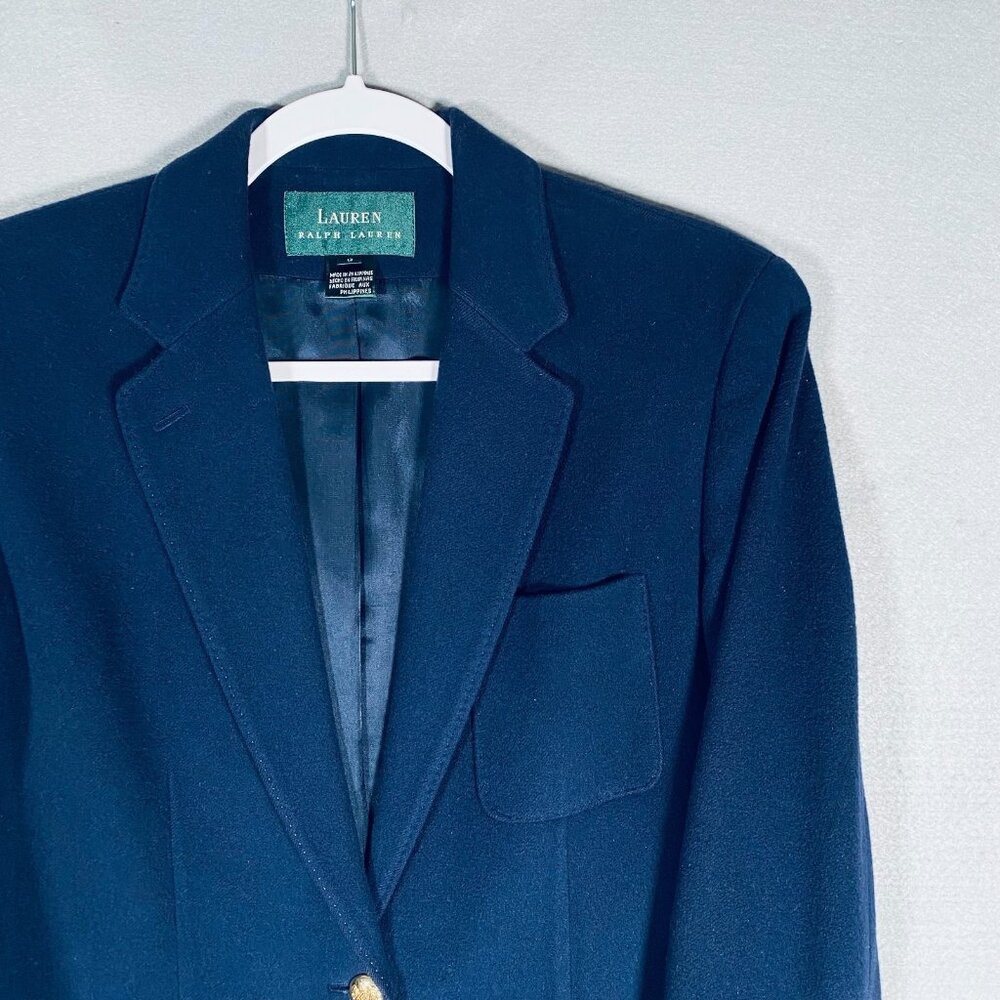 Lauren Ralph Lauren Blazer Womens 6 Blue Wool Jacket Old Money Academia - Picture 2 of 10